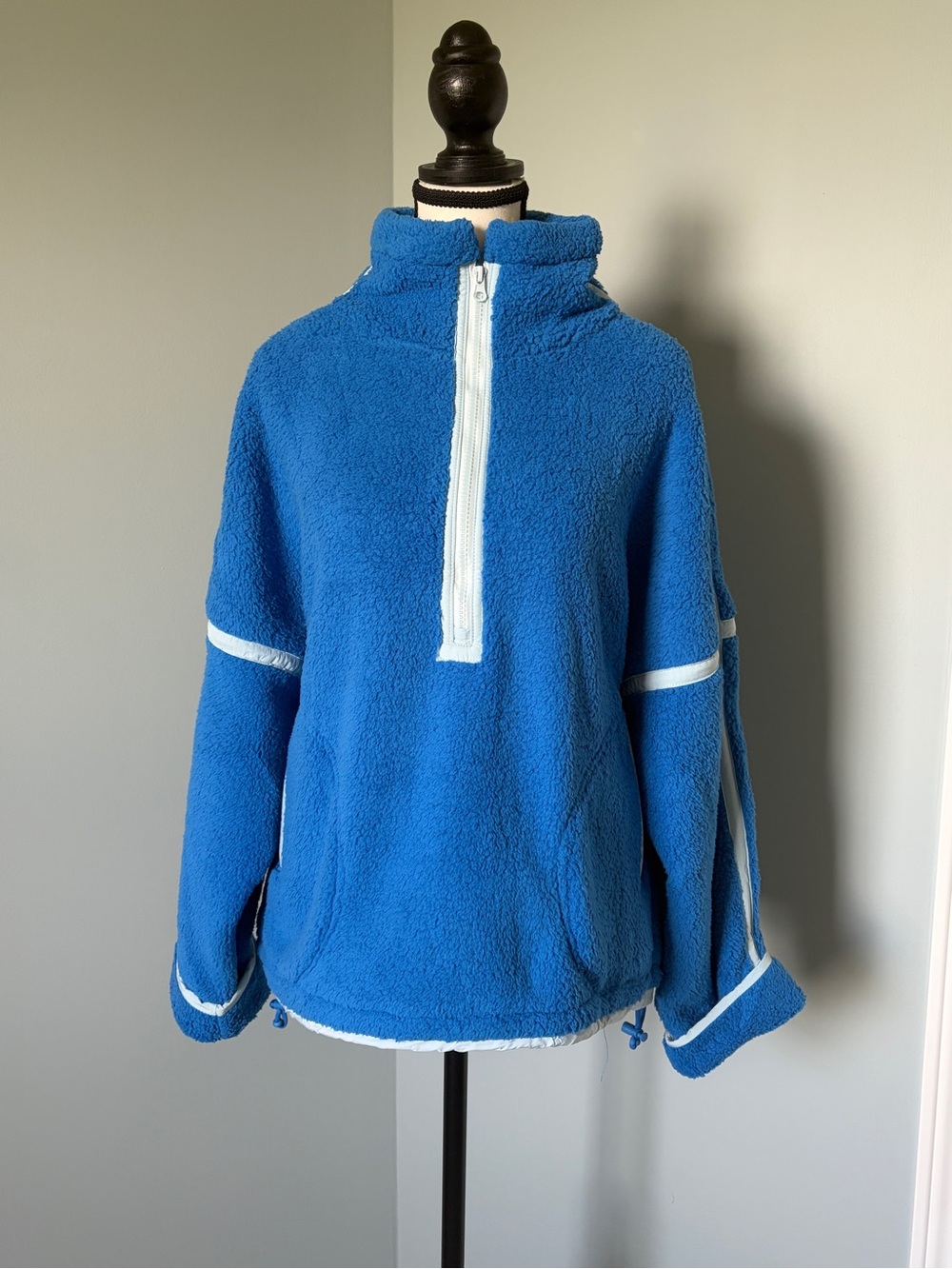 Bright Blue Sherpa Half-Zip Pullover Fleece - XL